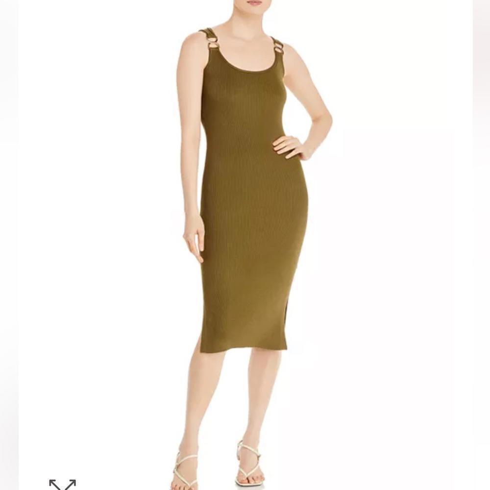 T Tahari Sleeveless Ribbed Scoop Neck Dress Green Size M